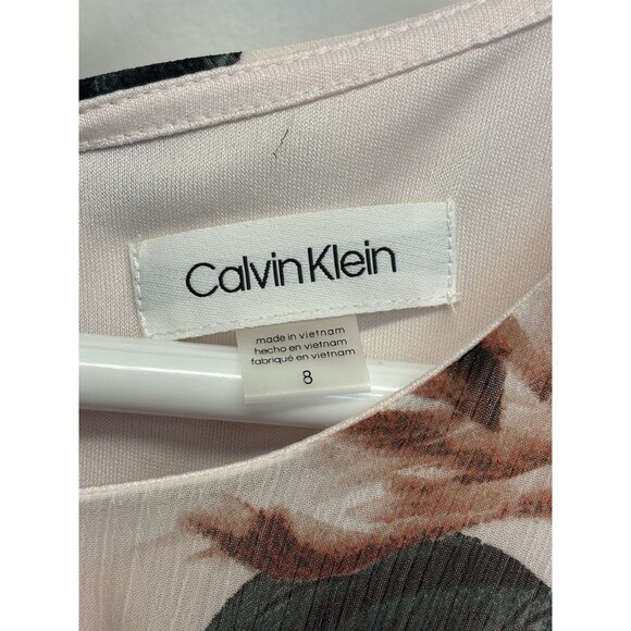 Calvin Klein Maxi Dress White Pink Floral Flutter Sleeve Size 8 Coquette - Picture 5 of 9